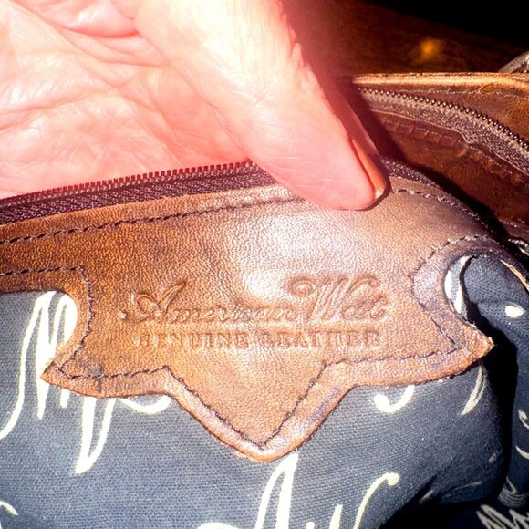 American West Tooled Embossed Brown Leather Bag Concho Accents Fringe Western - Picture 6 of 10